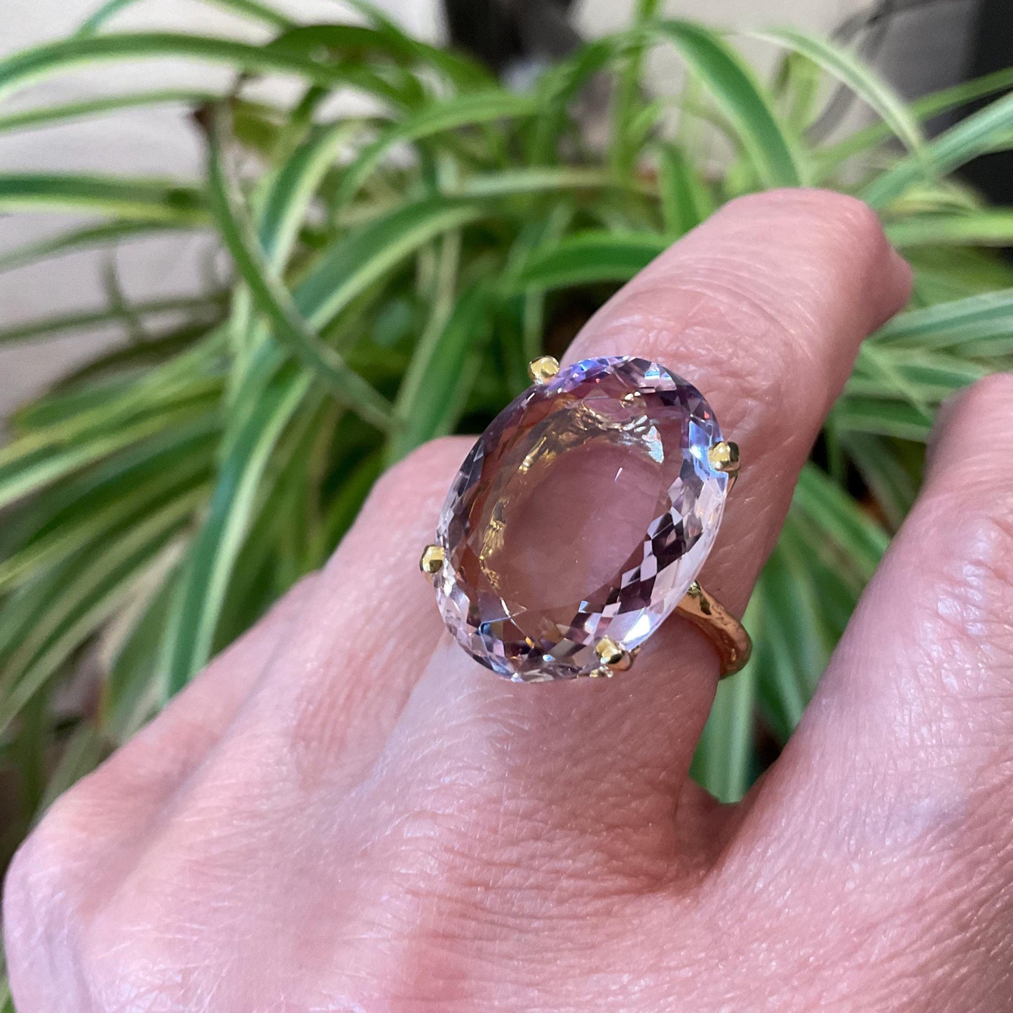 sterling silver statement Natural Ametrine gold  ring 8