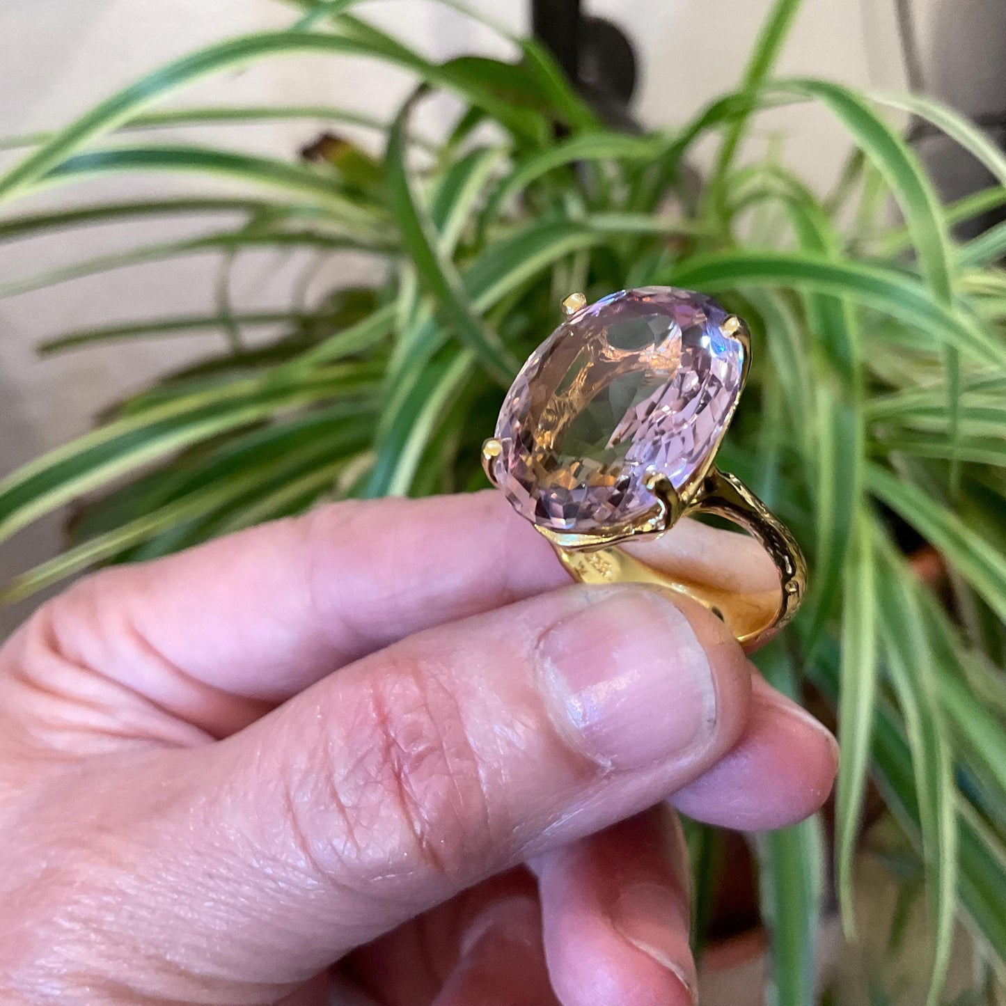 sterling silver statement Natural Ametrine gold  ring 8