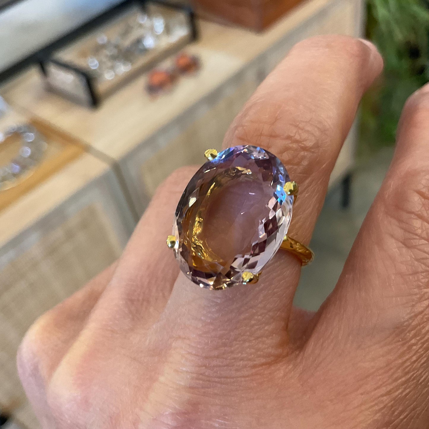 sterling silver statement Natural Ametrine gold  ring 8