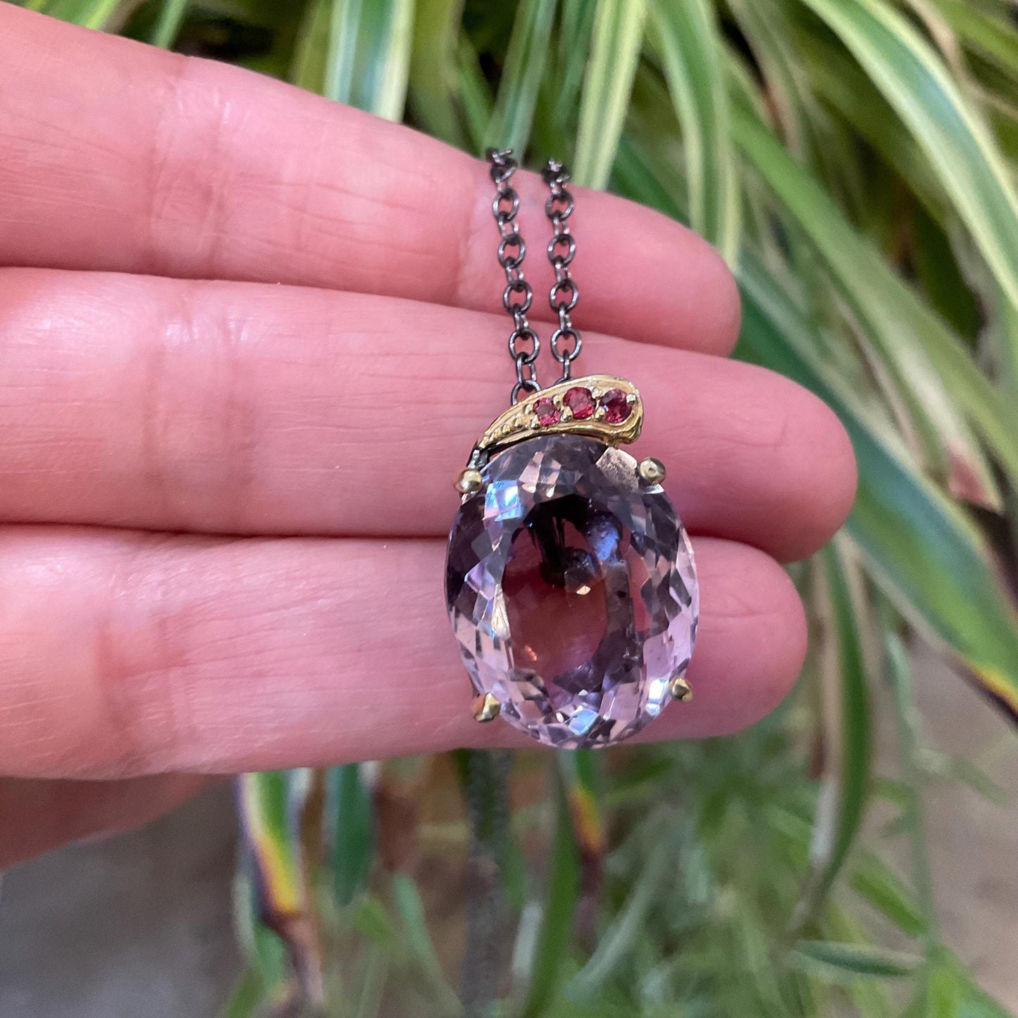 sterling silver ametrine pendant rhodolite with necklace