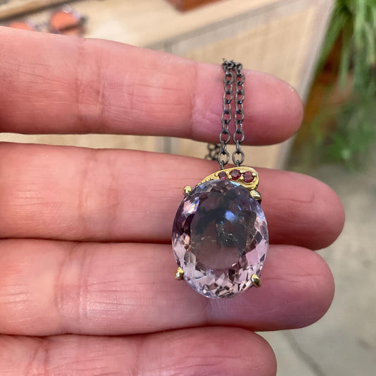 sterling silver ametrine pendant rhodolite with necklace