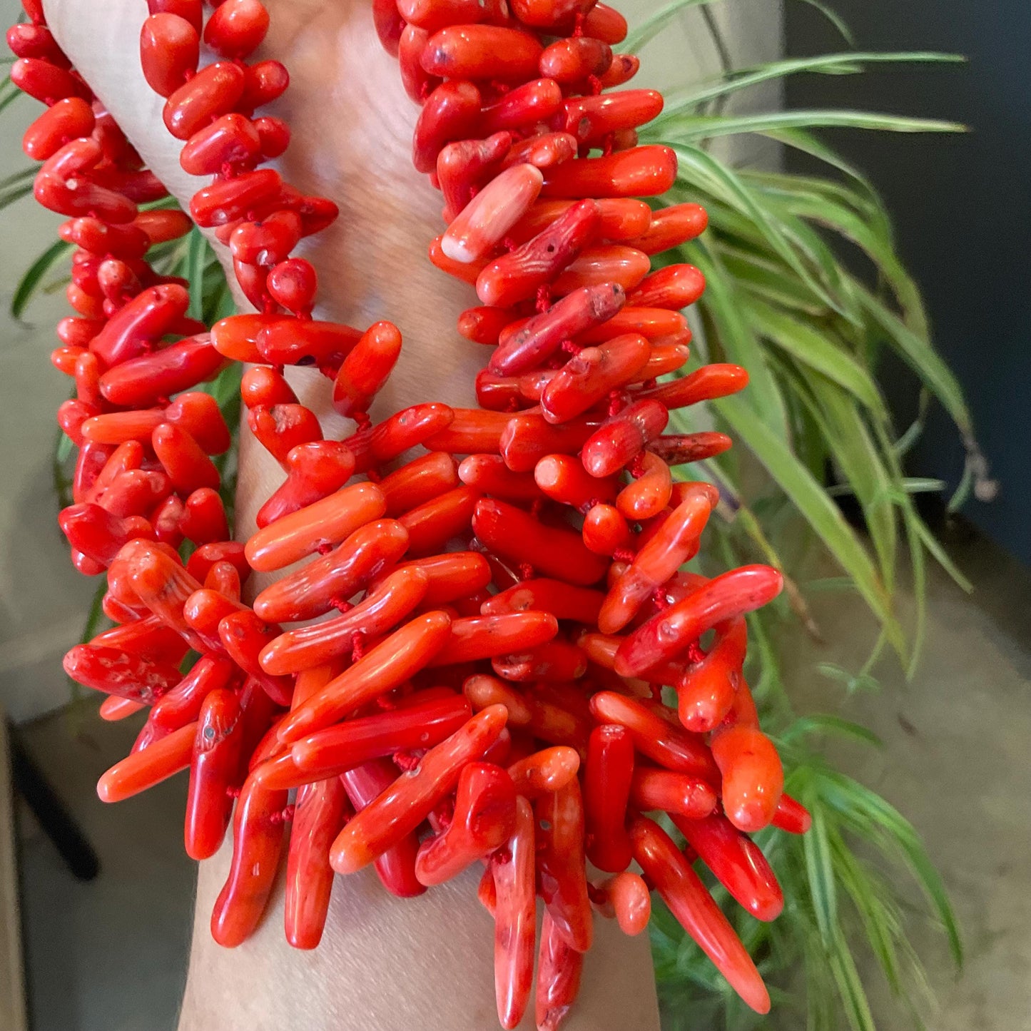 Statement Natural Red Coral Oversize Coral Necklace Collar