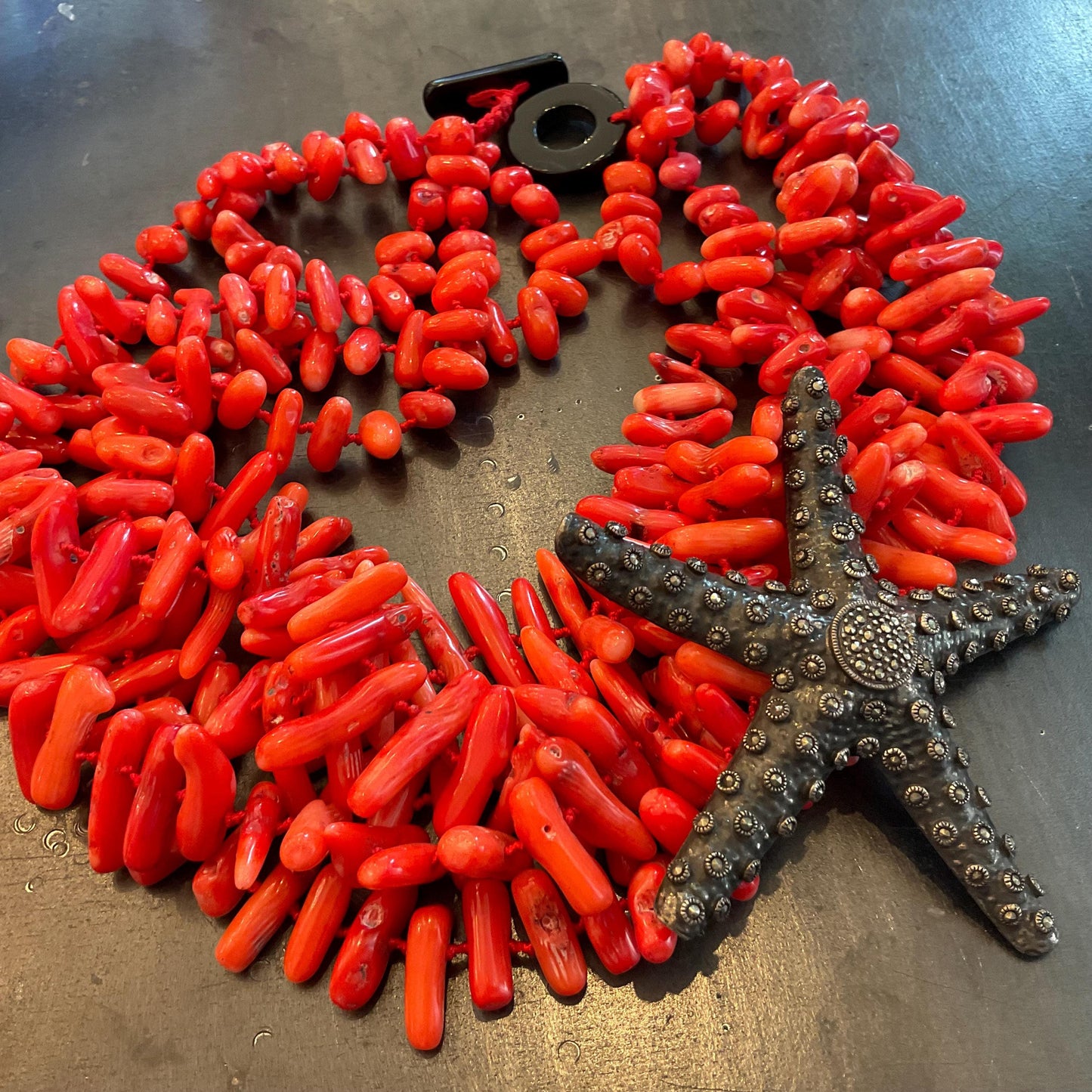 Statement Natural Red Coral Oversize Coral Necklace Collar