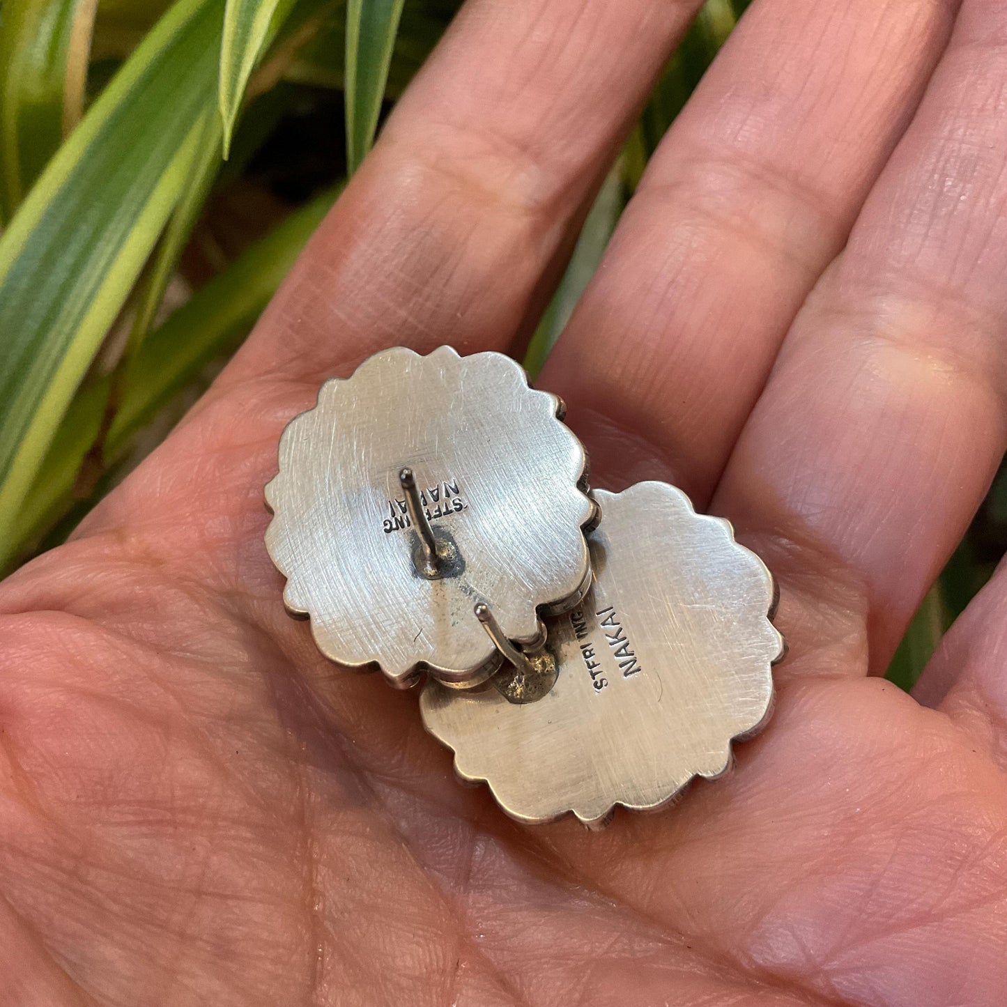 Handmade Sterling Silver red coral post earrings