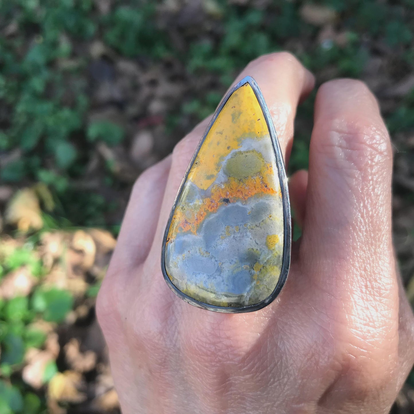 Sterling Statement designer yellow jasper ring 9