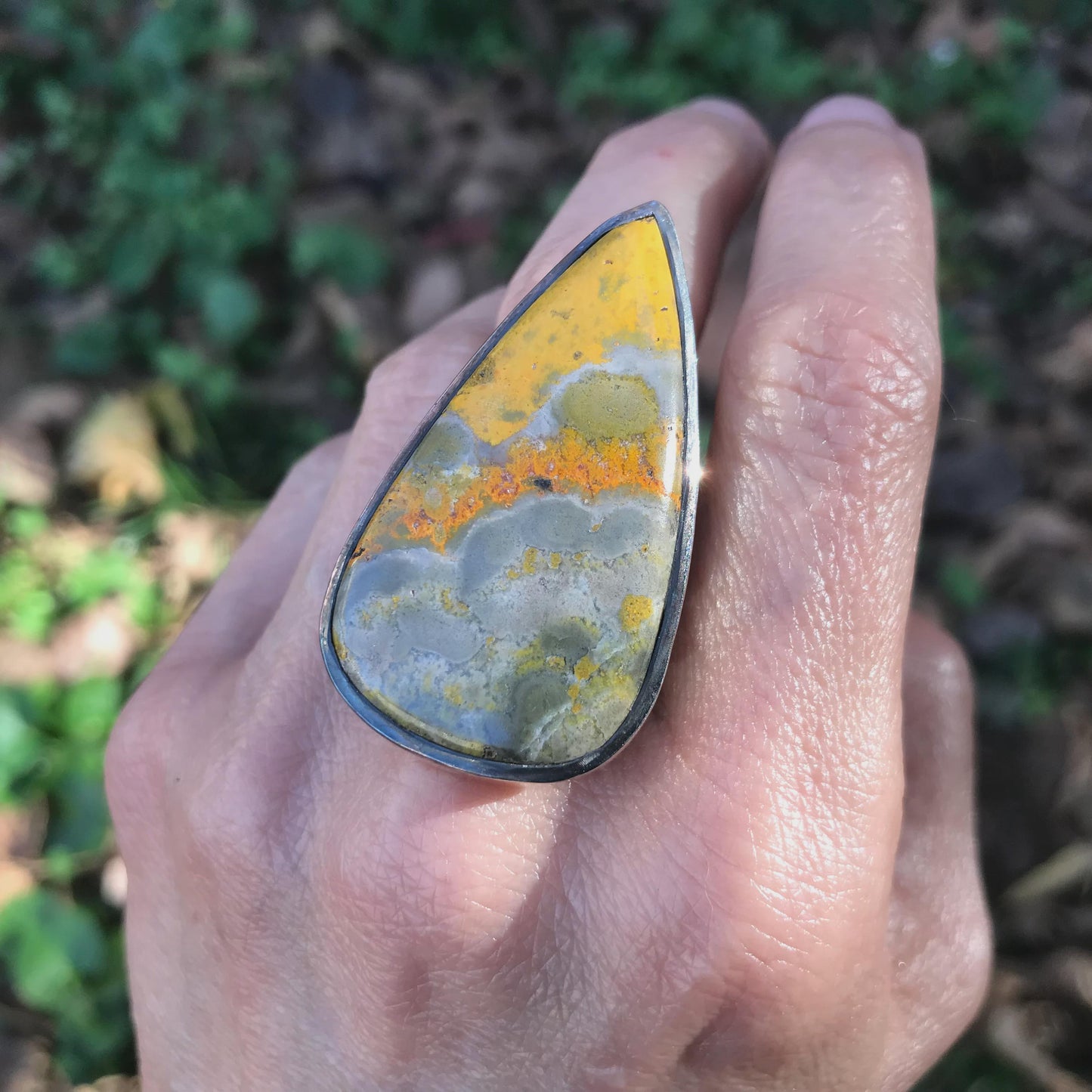 Sterling Statement designer yellow jasper ring 9