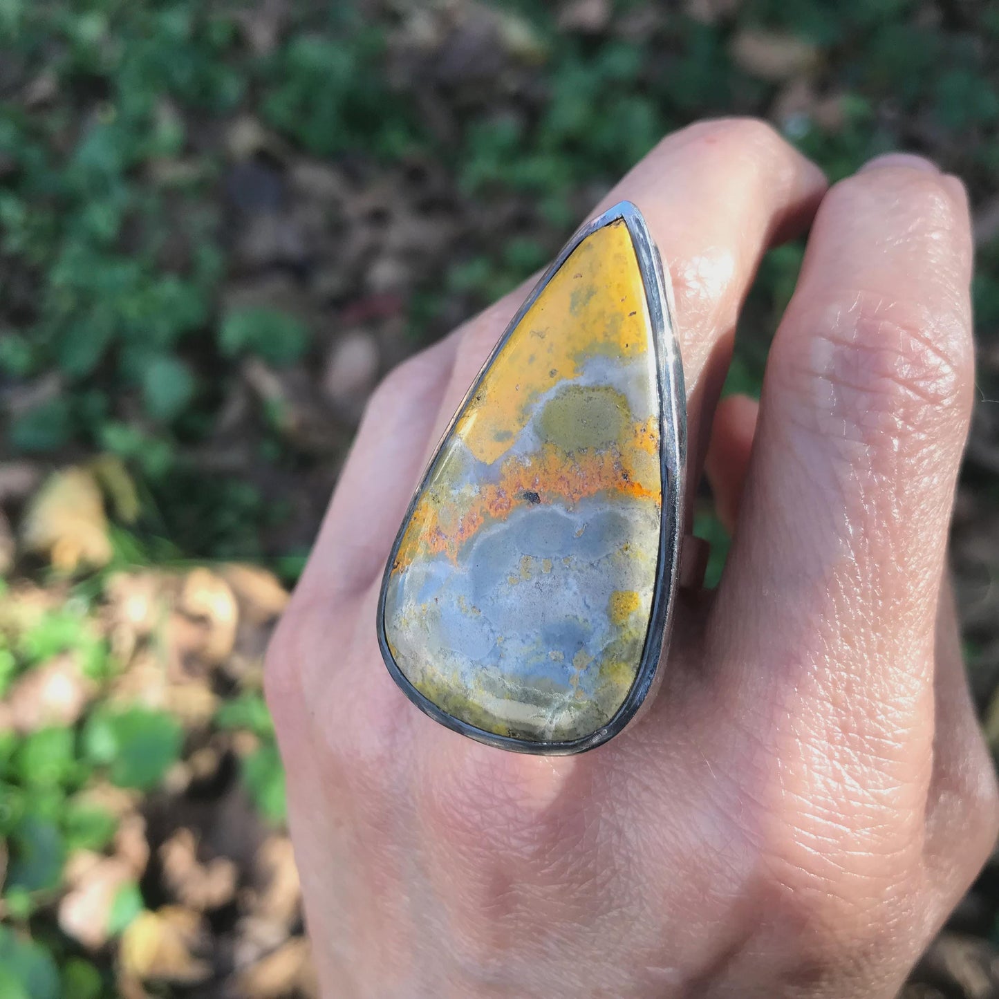 Sterling Statement designer yellow jasper ring 9