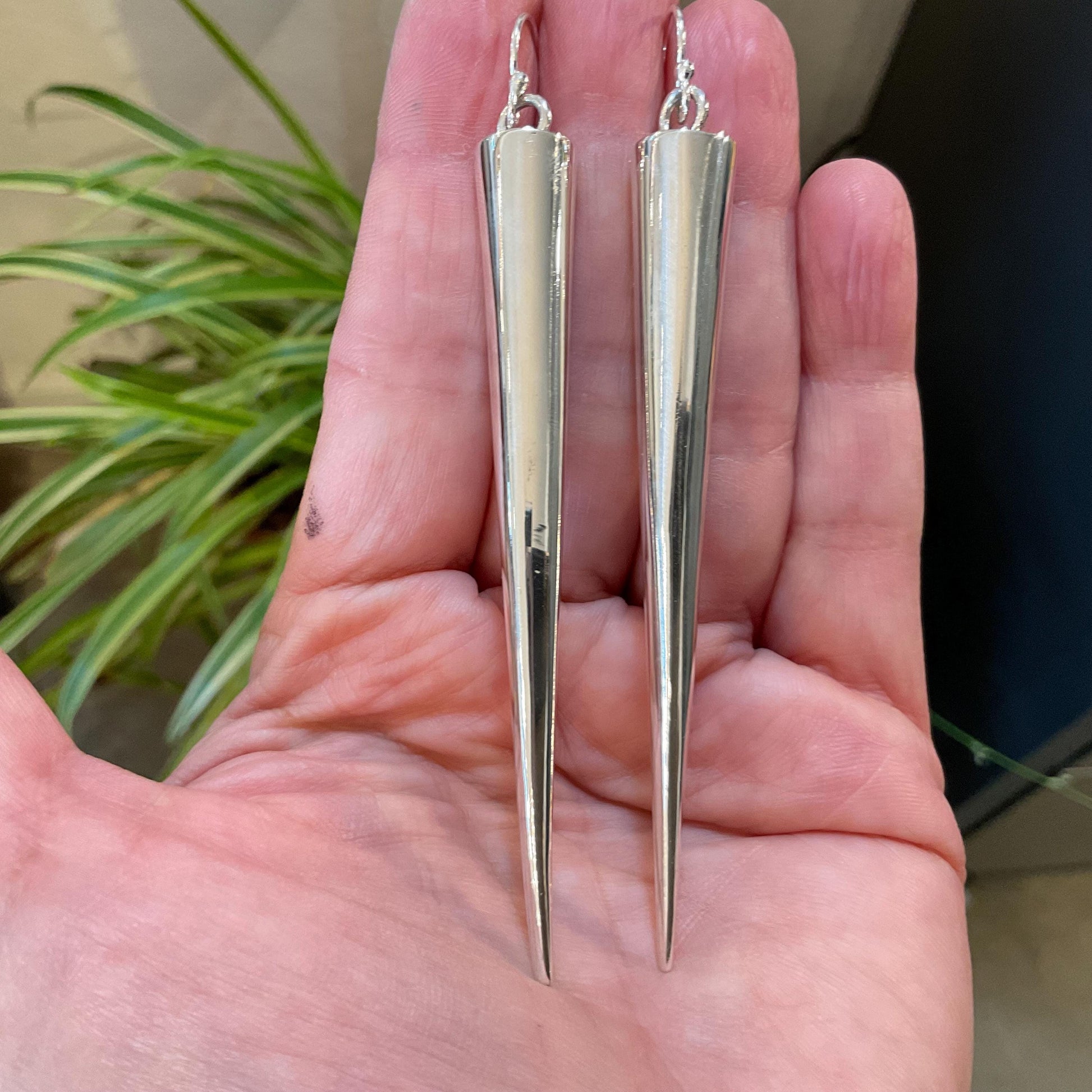 Sterling Silver Rebel spike long Earrings Colors Of Etnika