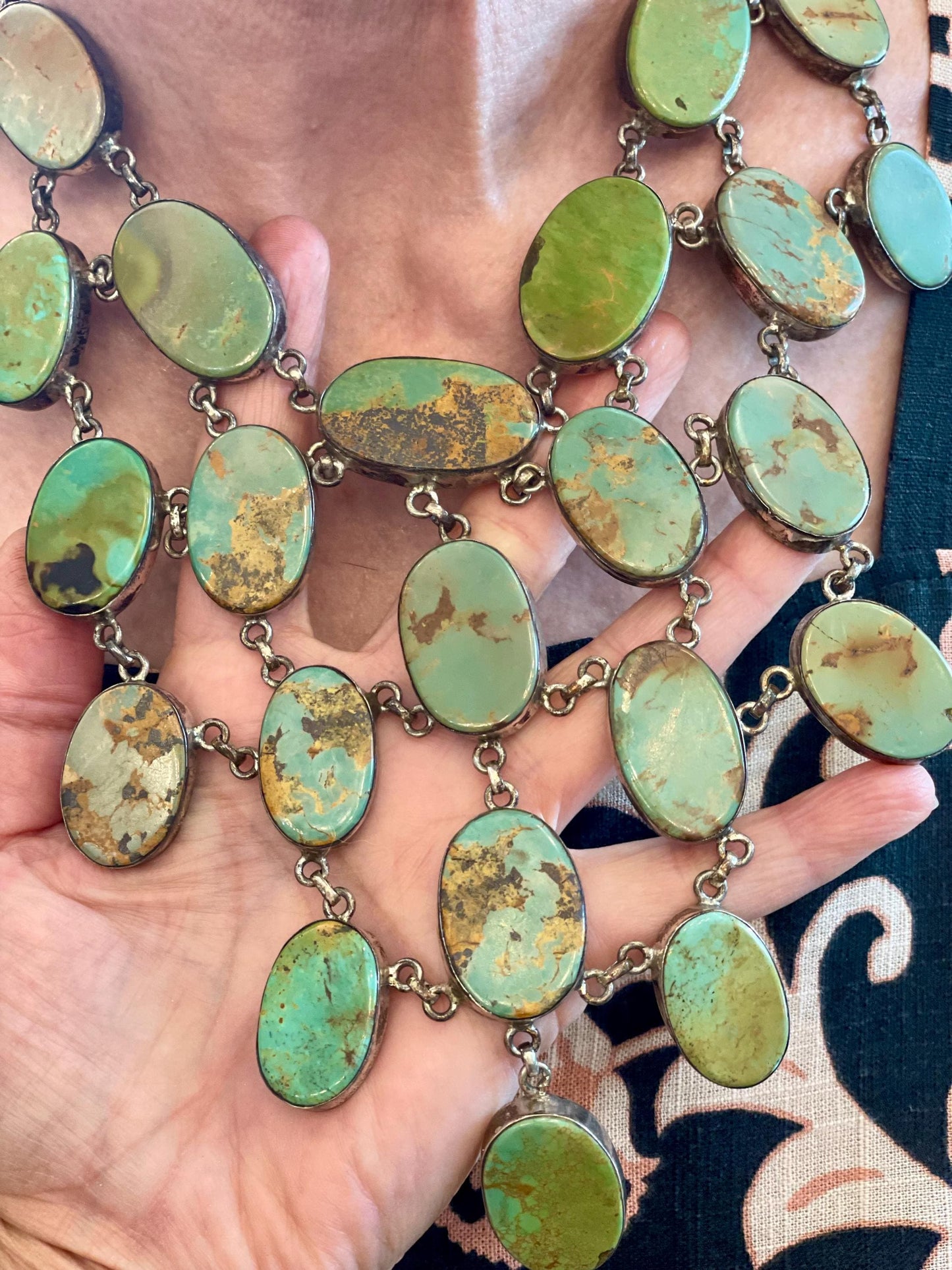 Sterling silver natural turquoise statement collar choker necklace Colors Of Etnika