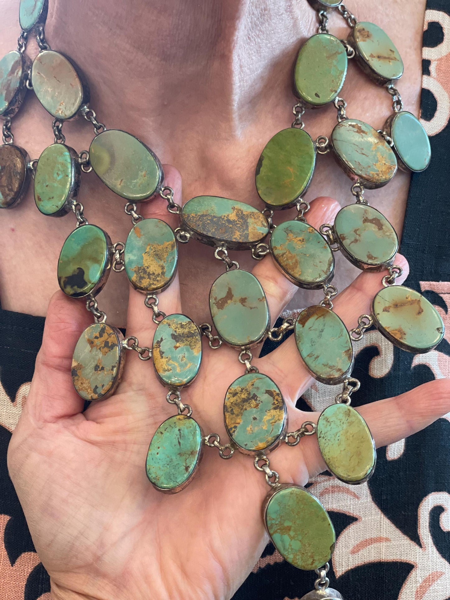 Sterling silver natural turquoise statement collar choker necklace Colors Of Etnika