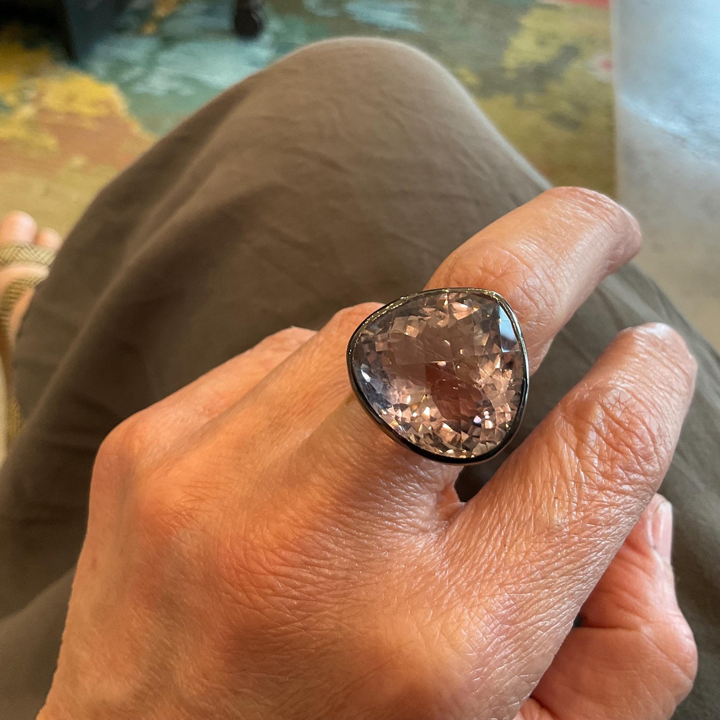 sterling silver statement Natural Ametrine topaz ring 8