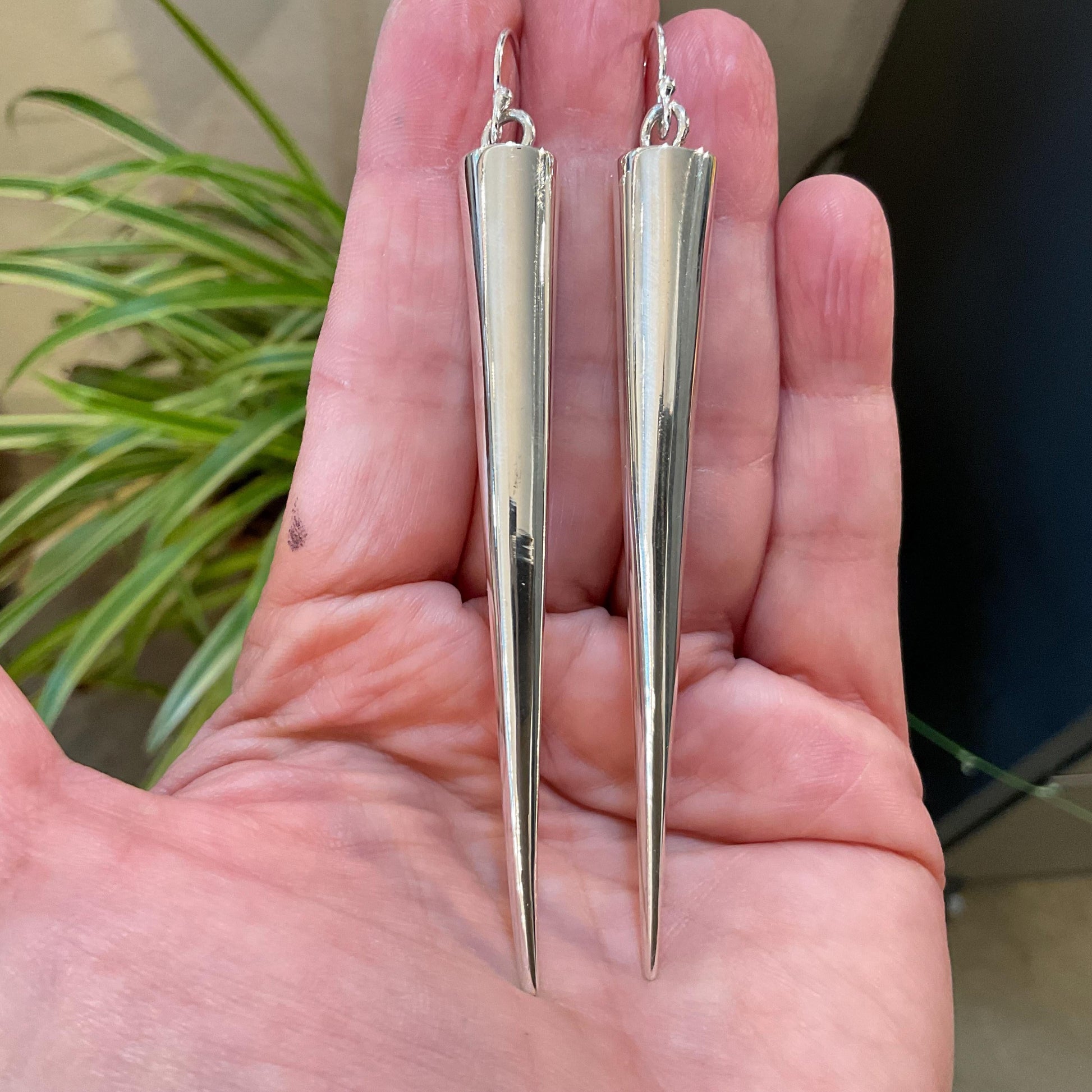 Sterling Silver Rebel spike long Earrings Colors Of Etnika