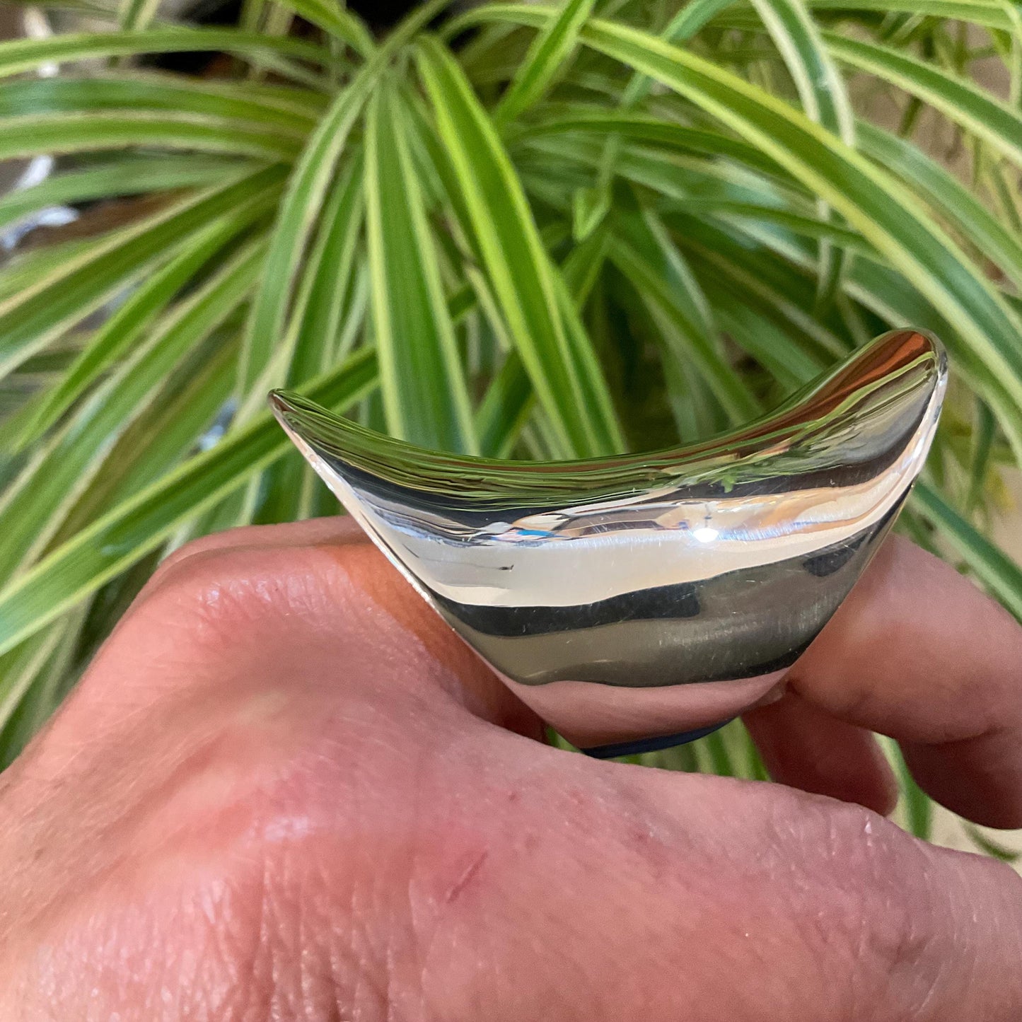 Sterling Silver Modernist oversize ellipsoid Statement Ring 7 8 9 10