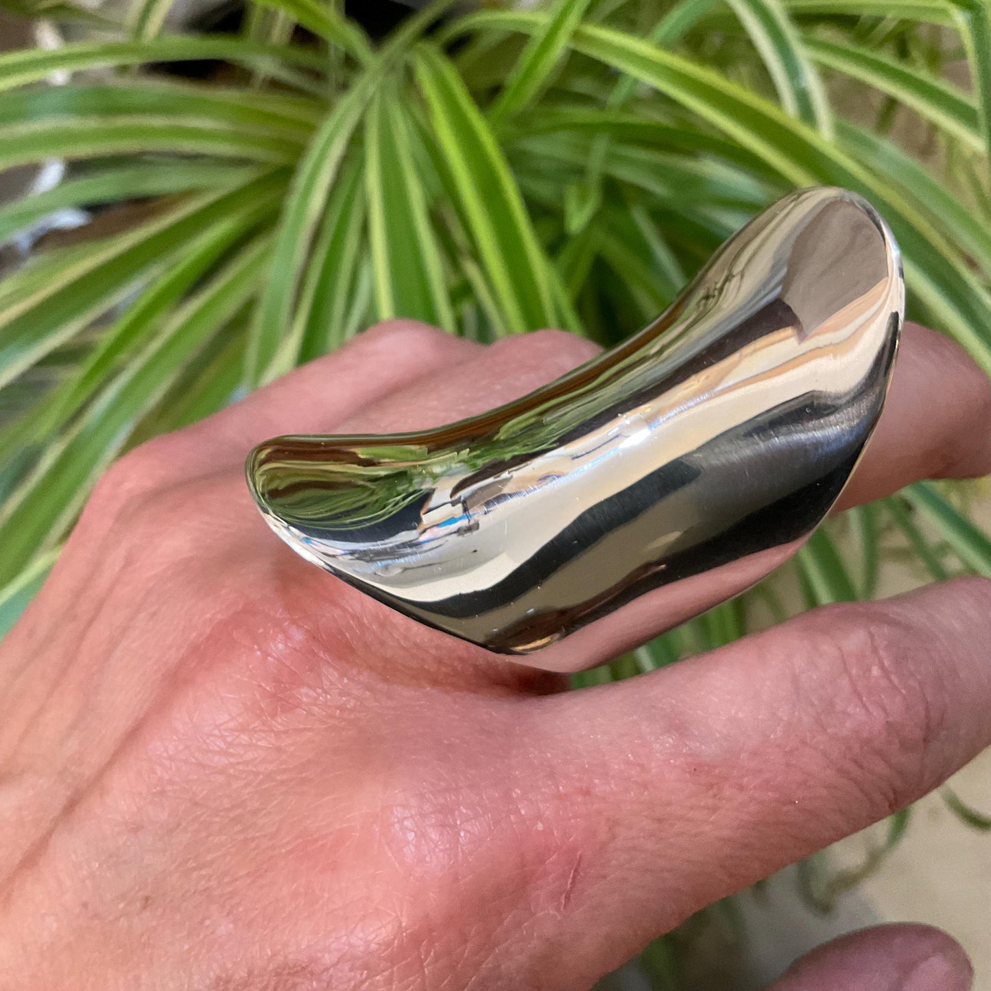 Sterling Silver Modernist oversize ellipsoid Statement Ring 7 8 9 10