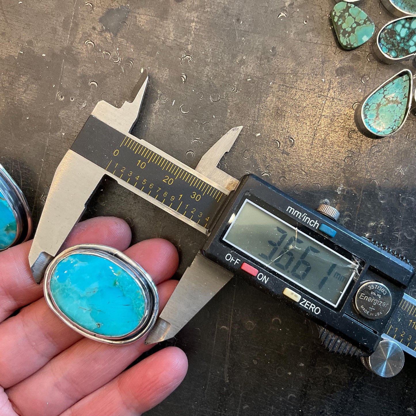 Sterling Silver large kingman turquoise large post earrings