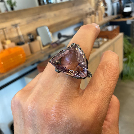 sterling silver statement Natural Ametrine topaz ring 7.5