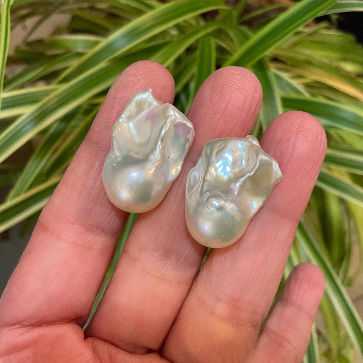 Sterling Silver white natural organic baroque pearl post Earrings