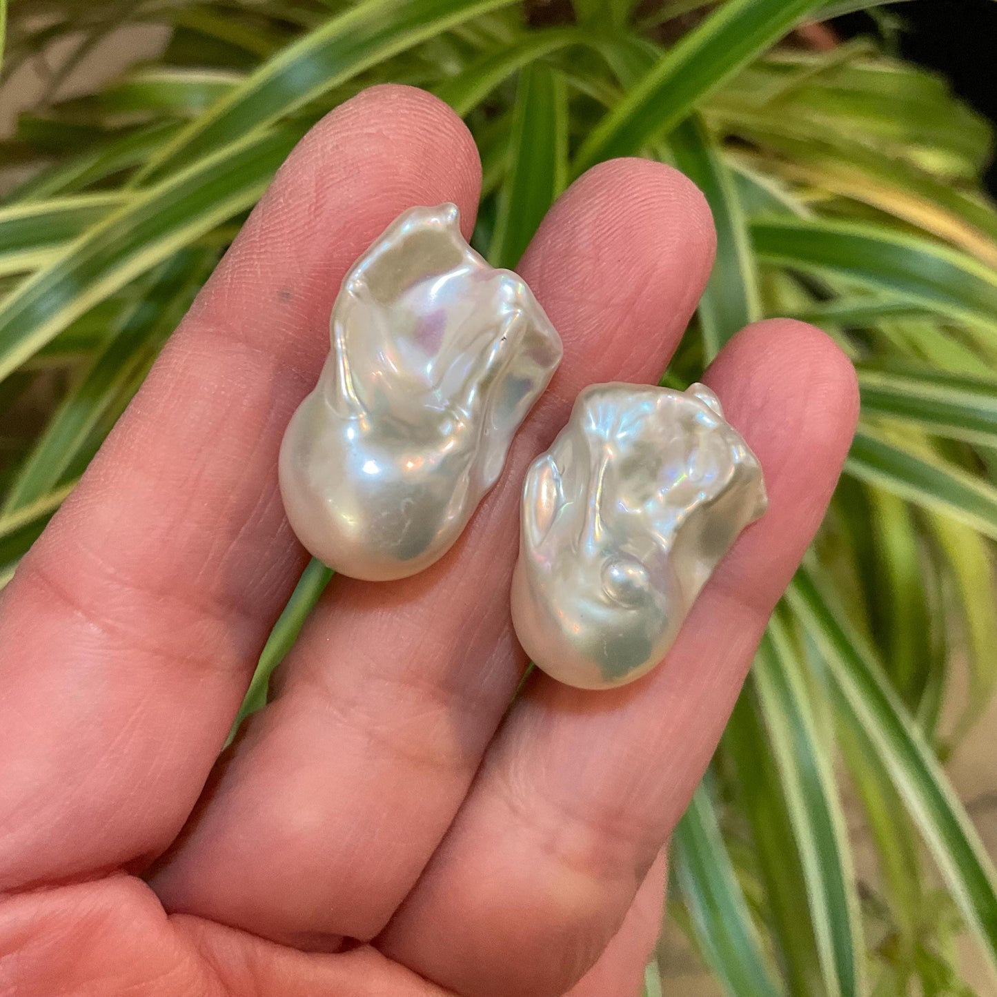 Sterling Silver white natural organic baroque pearl post Earrings