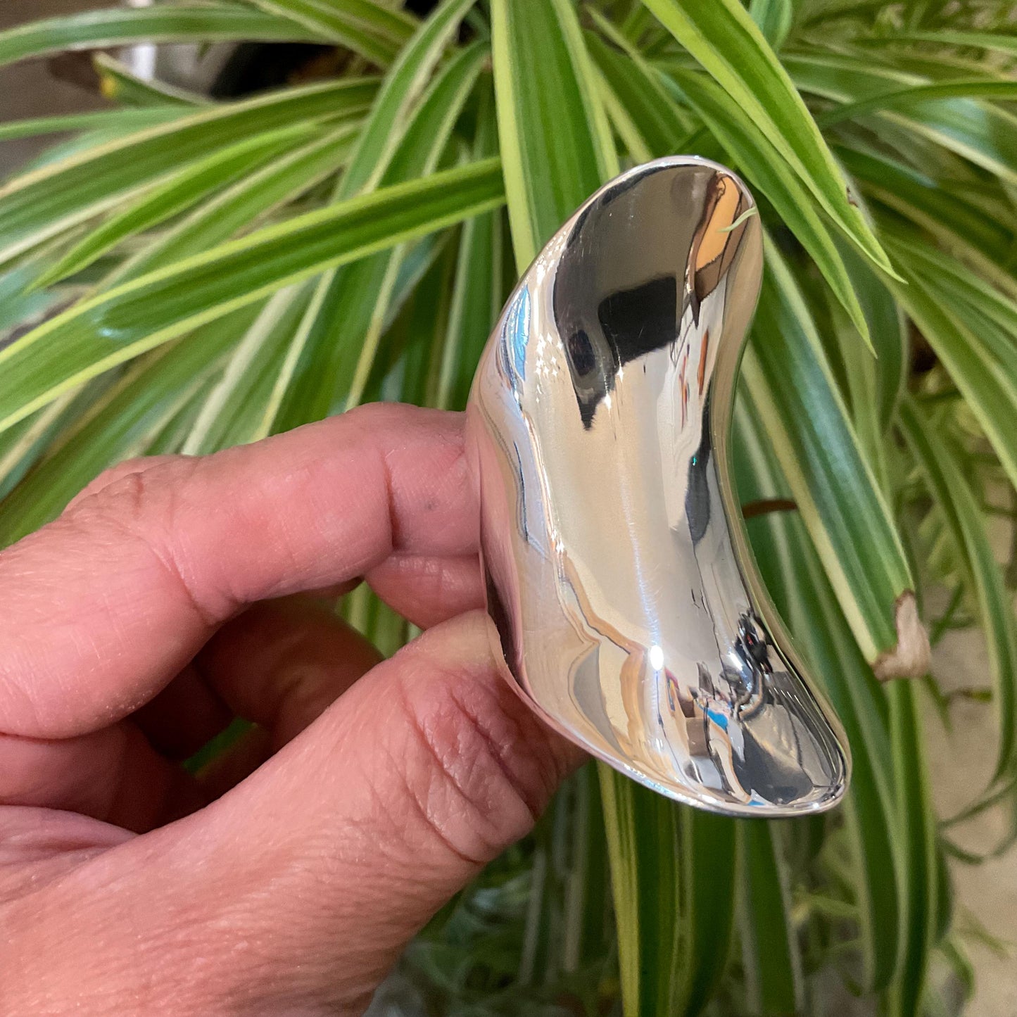 Sterling Silver Modernist oversize ellipsoid Statement Ring 7 8 9 10