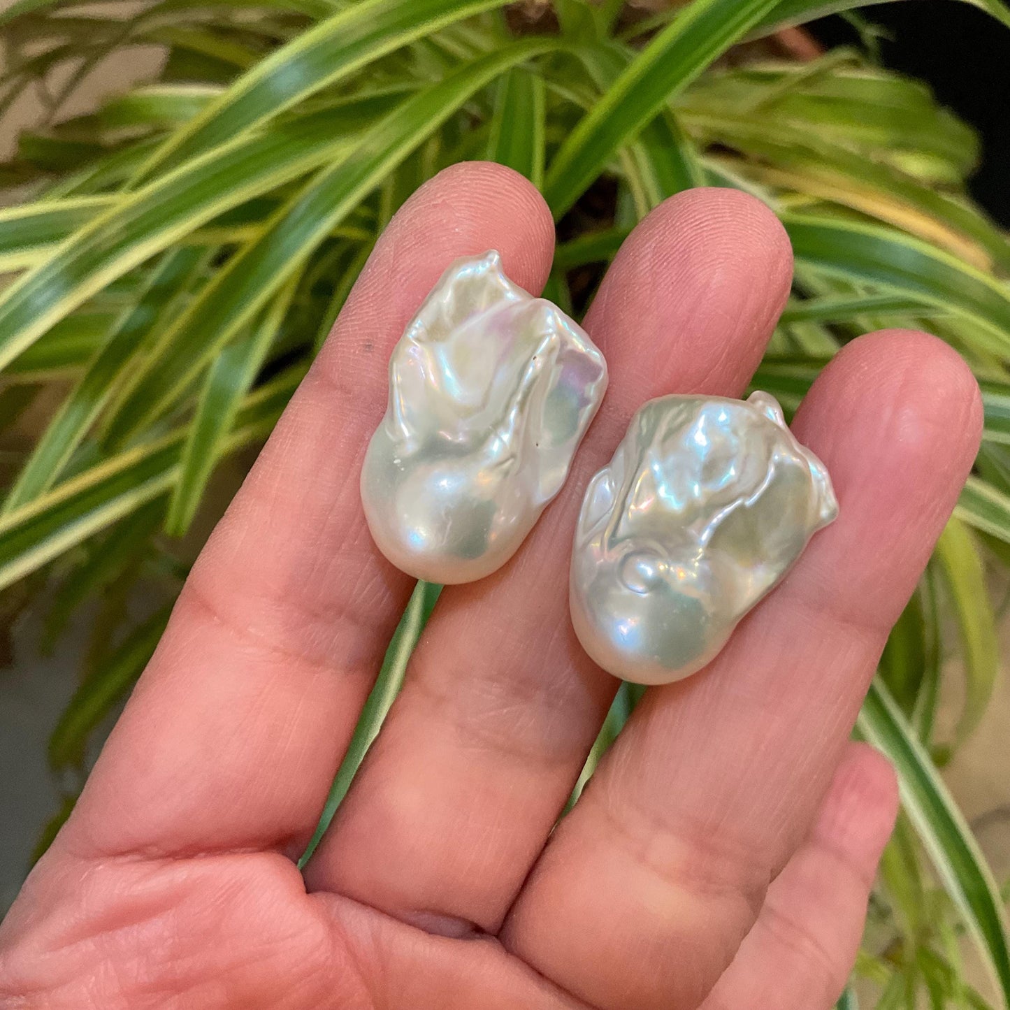 Sterling Silver white natural organic baroque pearl post Earrings