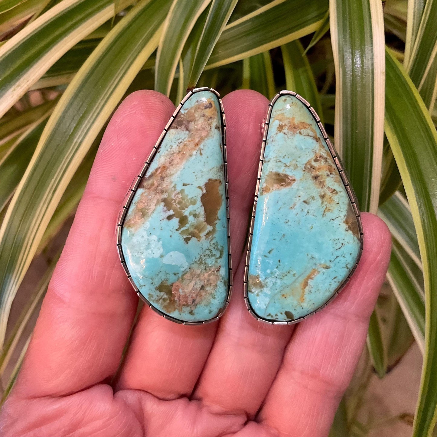 Sterling Silver turquoise statement massive post earrings
