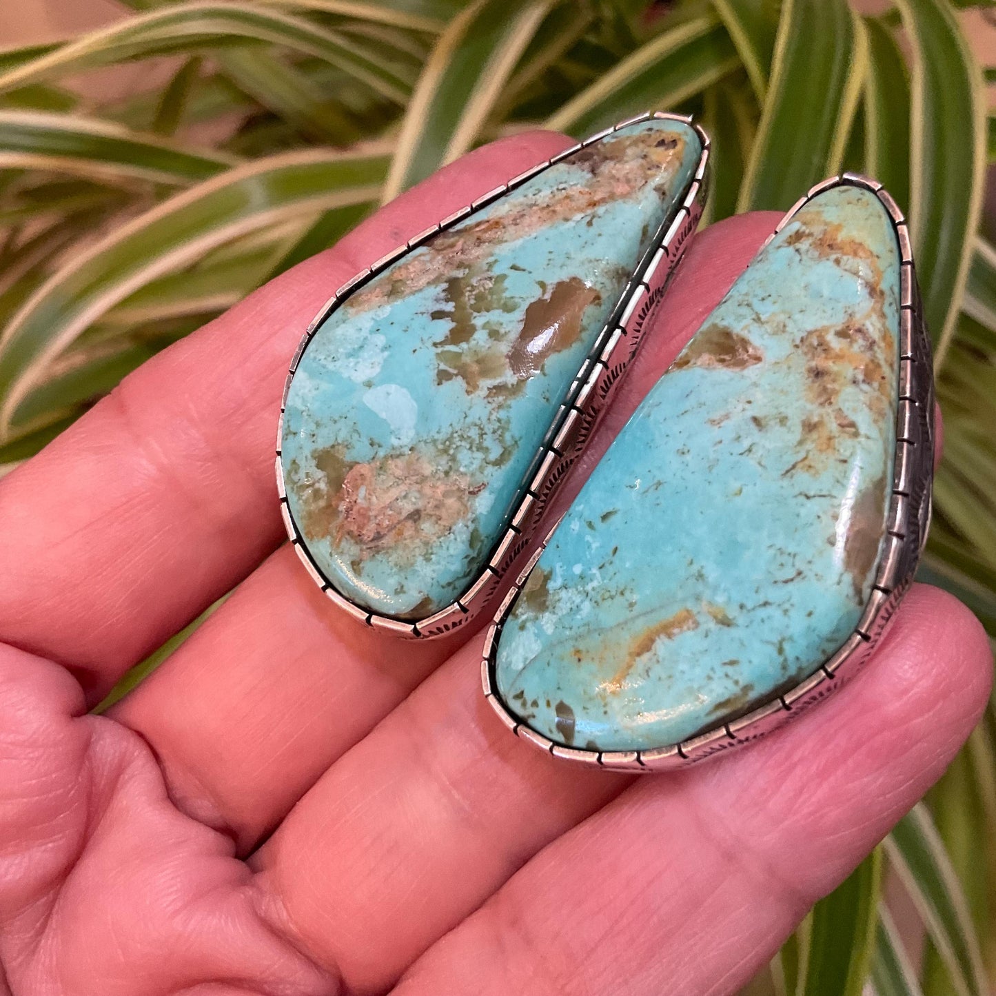 Sterling Silver turquoise statement massive post earrings
