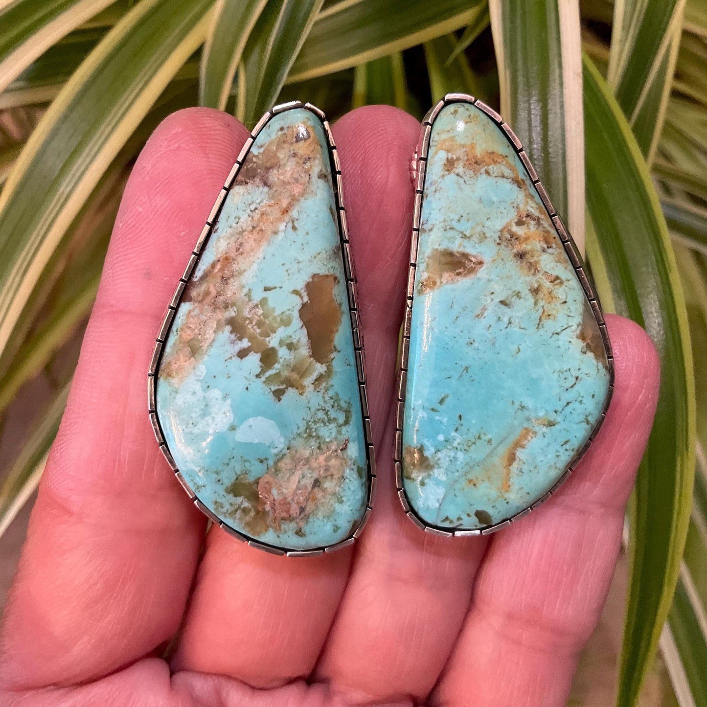 Sterling Silver turquoise statement massive post earrings