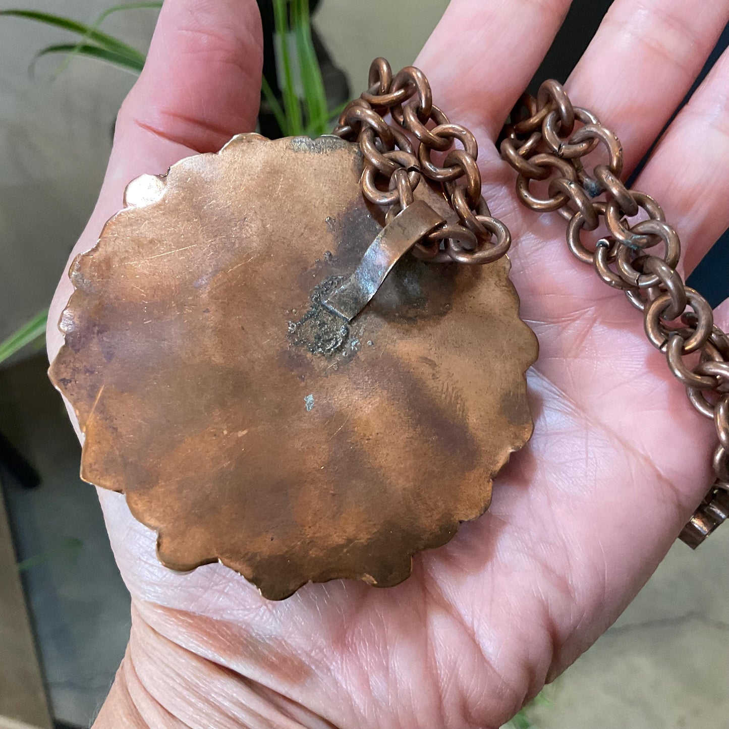 Copper artisan handmade sunburst necklace