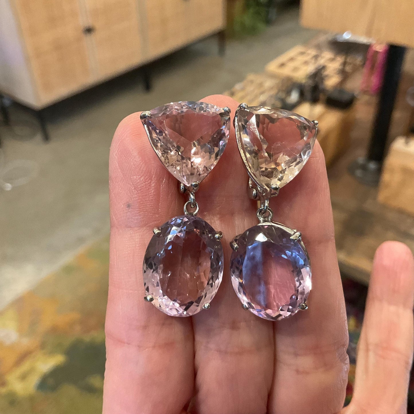 Sterling silver Ametrine fancy cut dangle fancy earrings