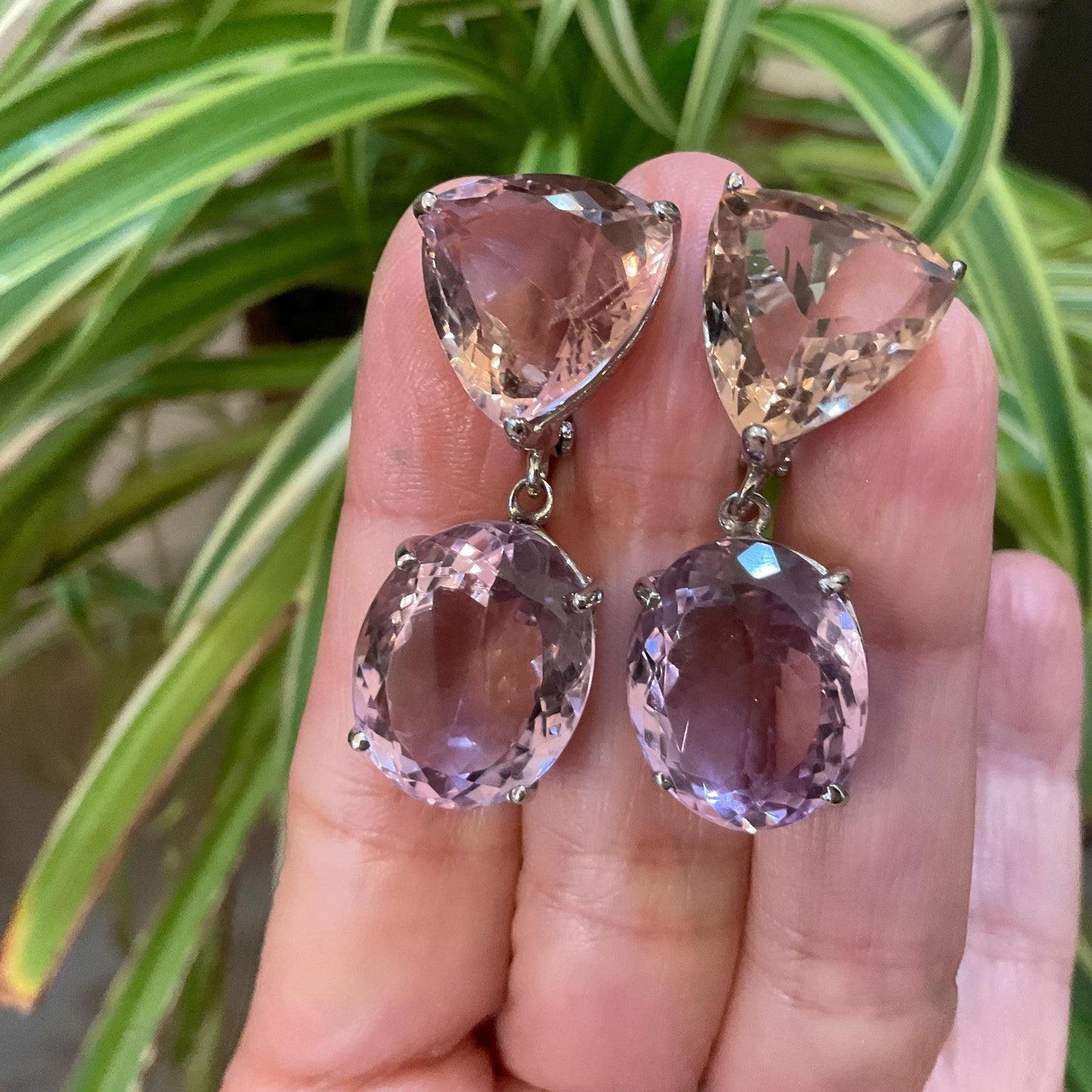 Sterling silver Ametrine fancy cut dangle fancy earrings