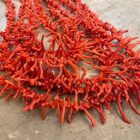 Natural Italian branch coral branch vintage statement 36” necklace