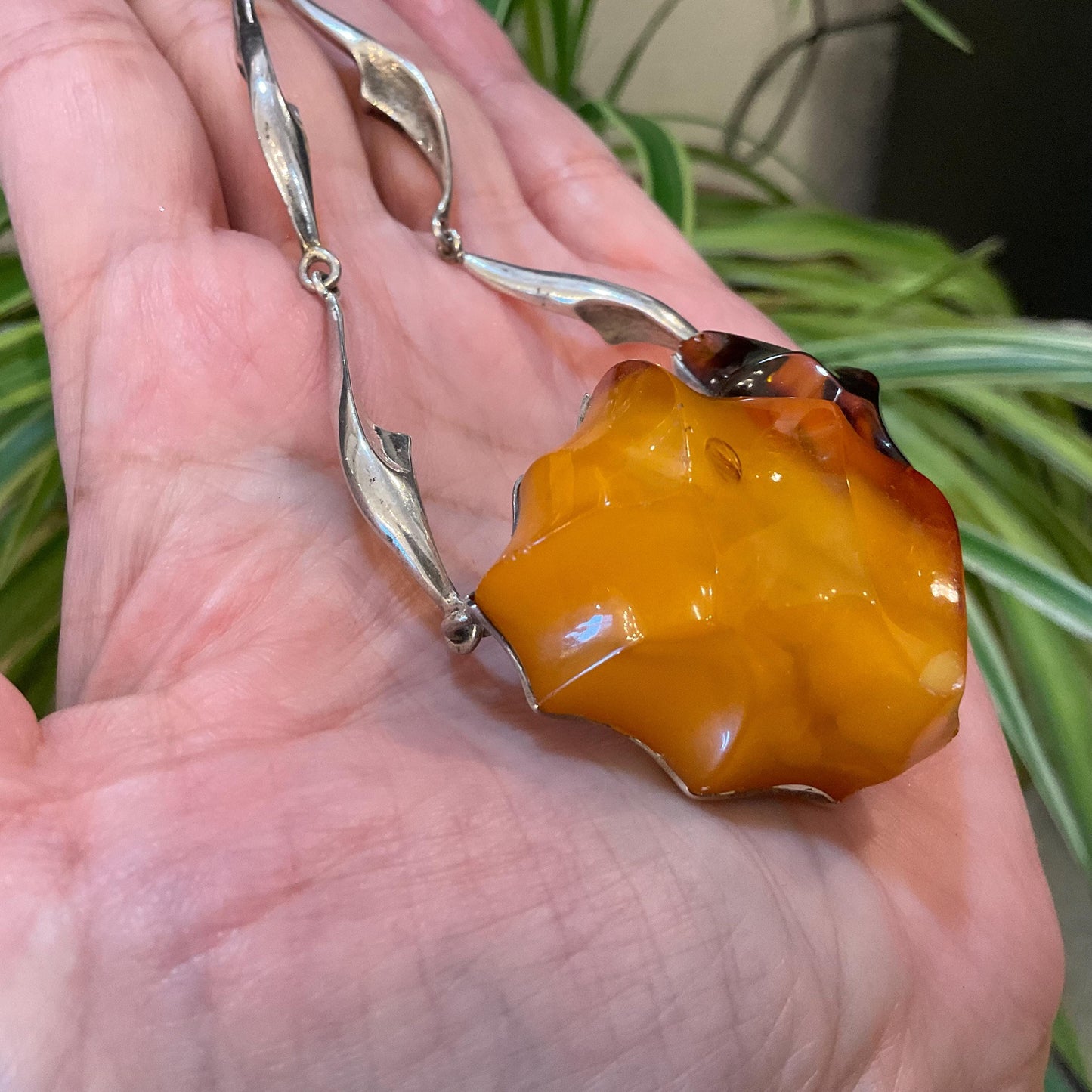 Sterling Silver necklace choker amber with Etsy rule compliance
