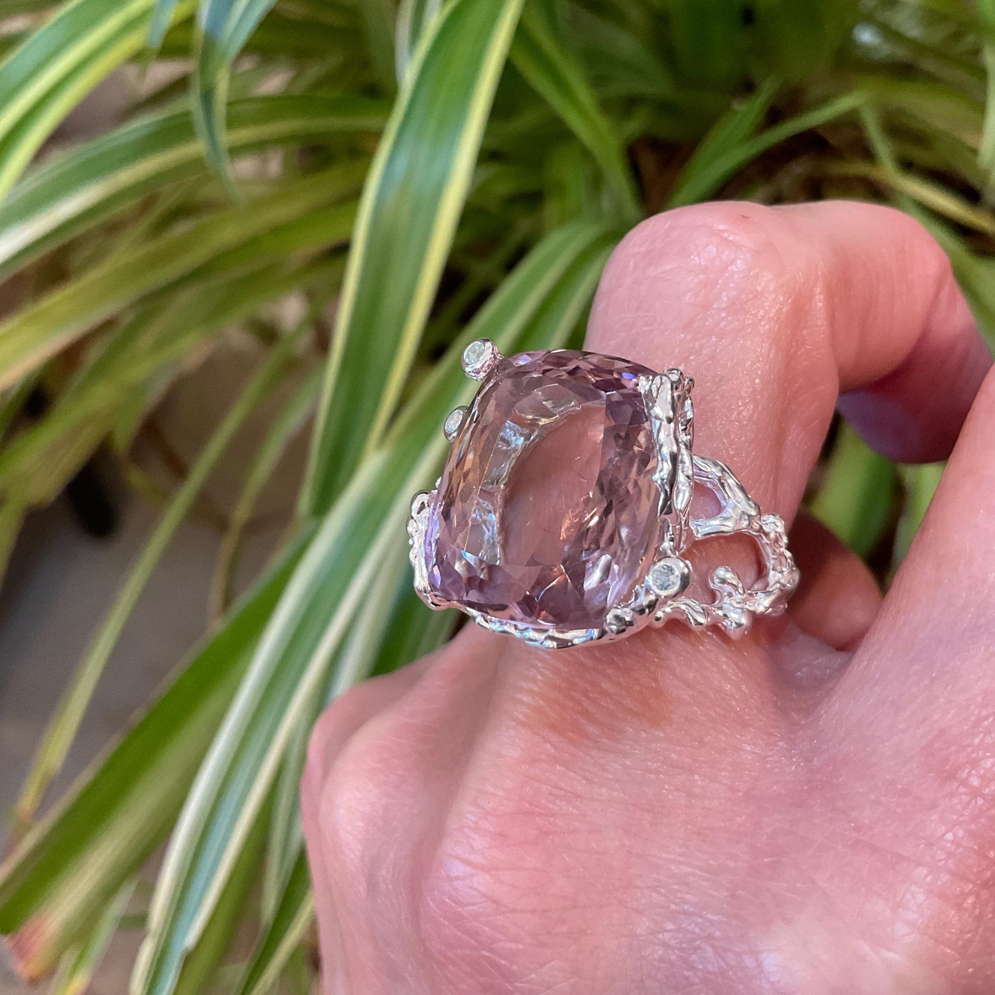 sterling silver statement Natural Ametrine topaz pear ring 8