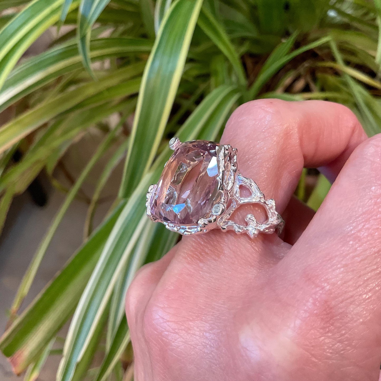 sterling silver statement Natural Ametrine topaz pear ring 8