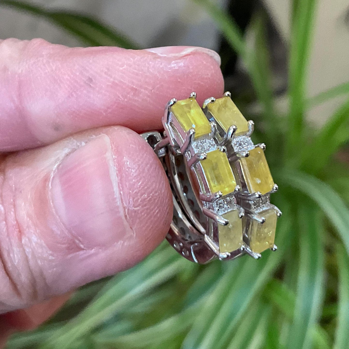 sterling silver natural yellow sapphire Small hoops earrings