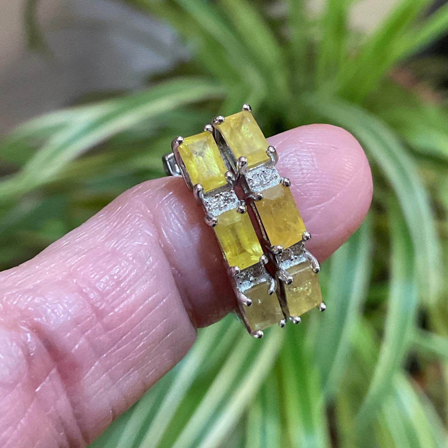 sterling silver natural yellow sapphire Small hoops earrings