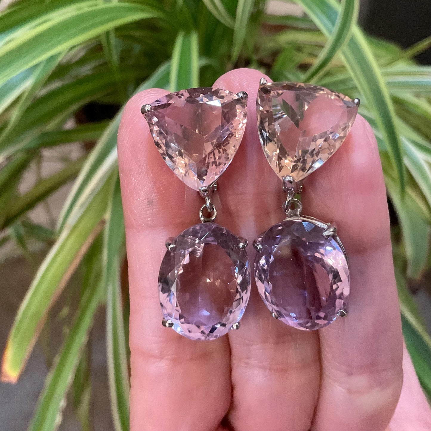 Sterling silver Ametrine fancy cut dangle fancy earrings