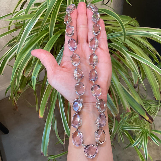 Sterling silver natural ametrine statement necklace