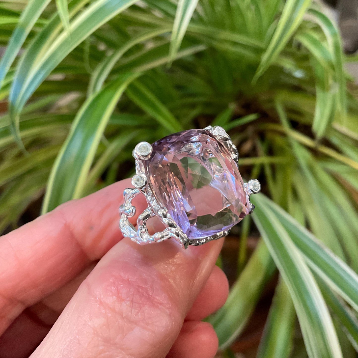 sterling silver statement Natural Ametrine topaz pear ring 8