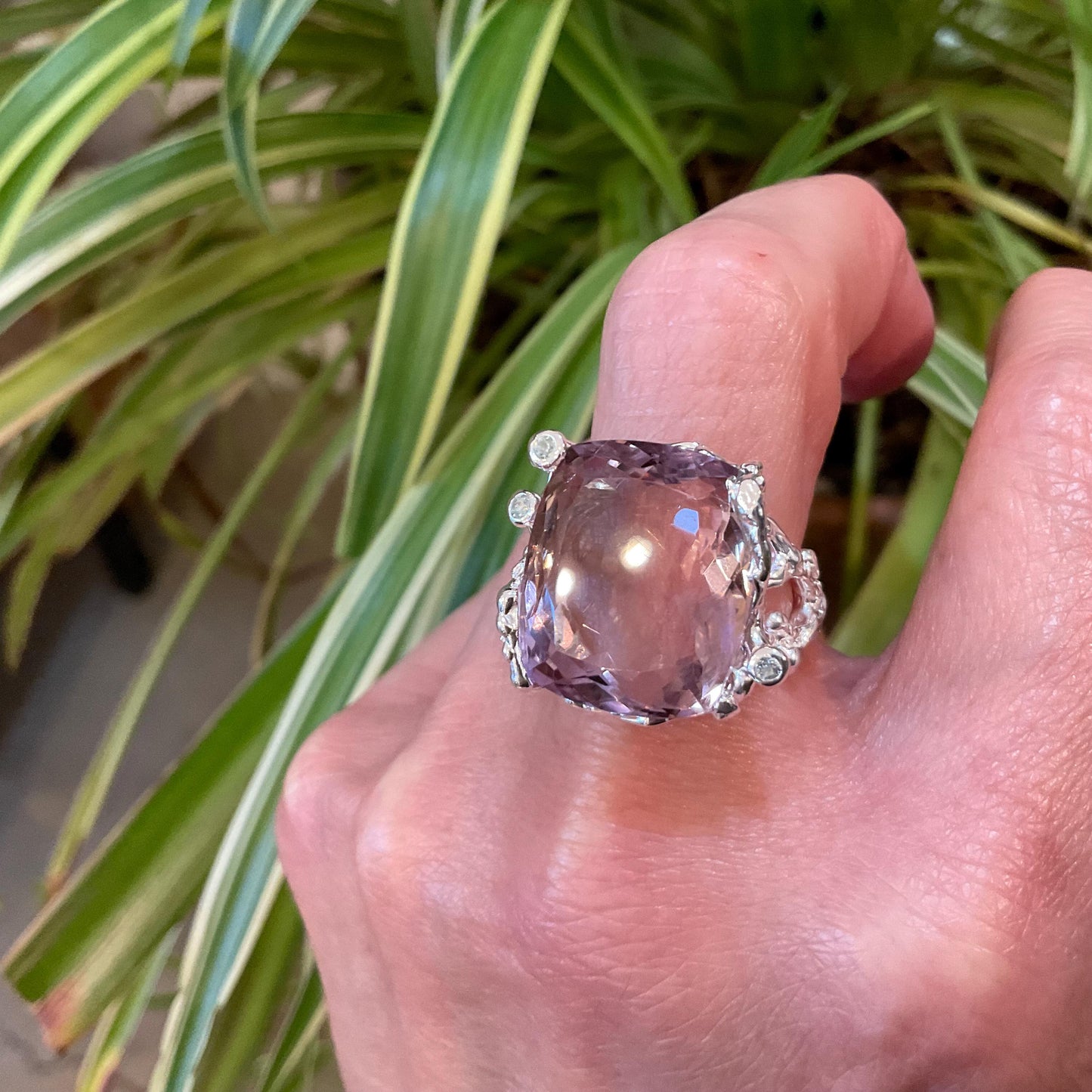 sterling silver statement Natural Ametrine topaz pear ring 8