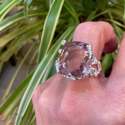 sterling silver statement Natural Ametrine topaz pear ring 8
