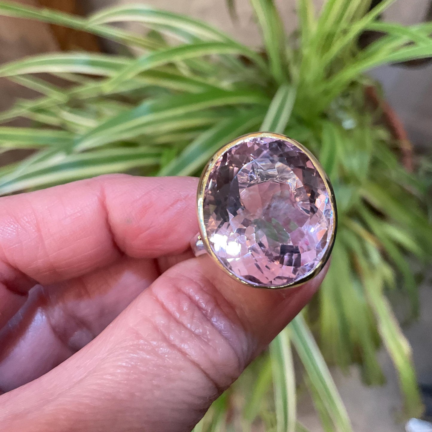 sterling silver statement Natural Ametrine topaz oval ring 7.5