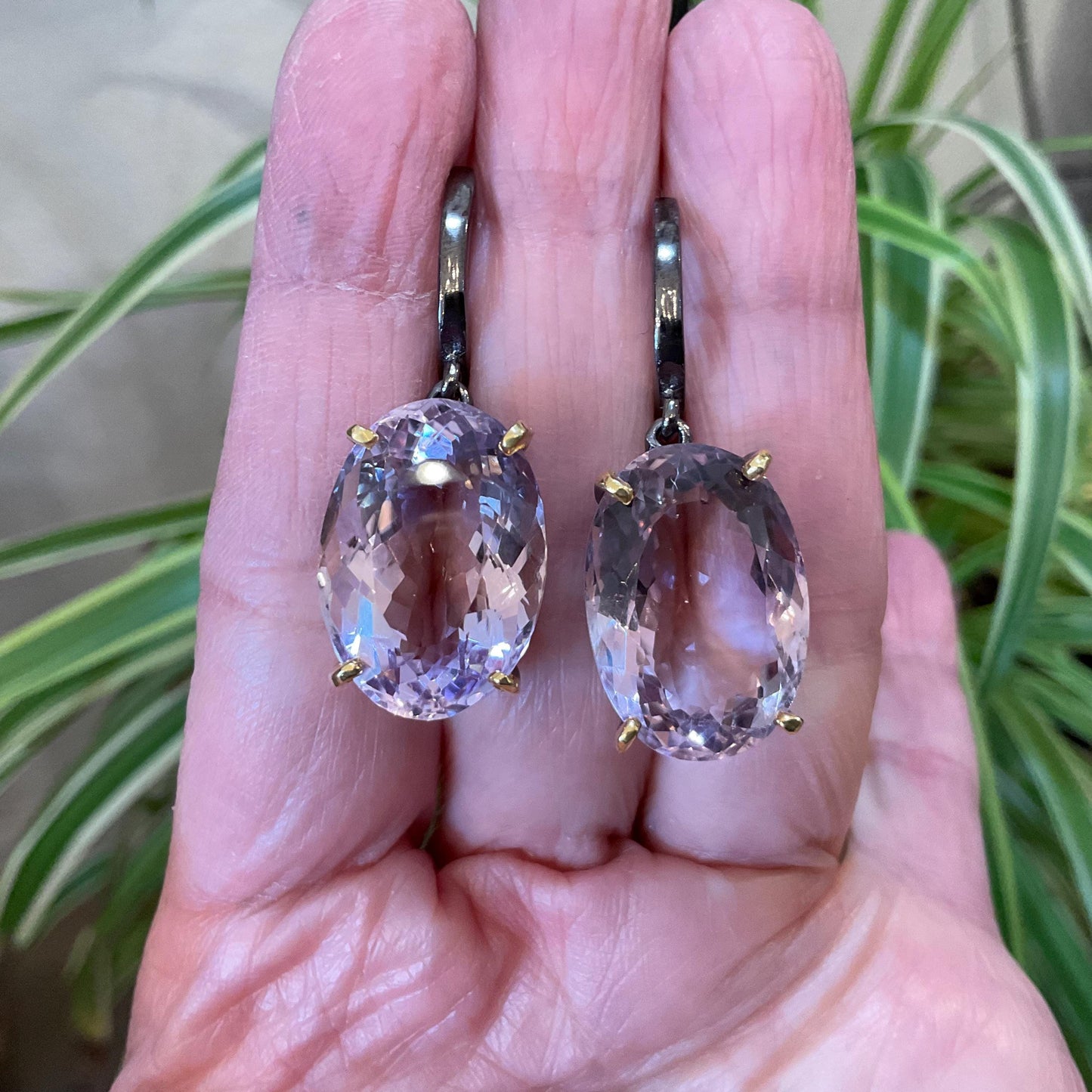 Sterling silver natural 50ct Ametrine dangle Earrings