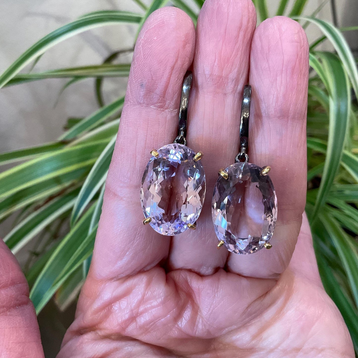 Sterling silver natural 50ct Ametrine dangle Earrings