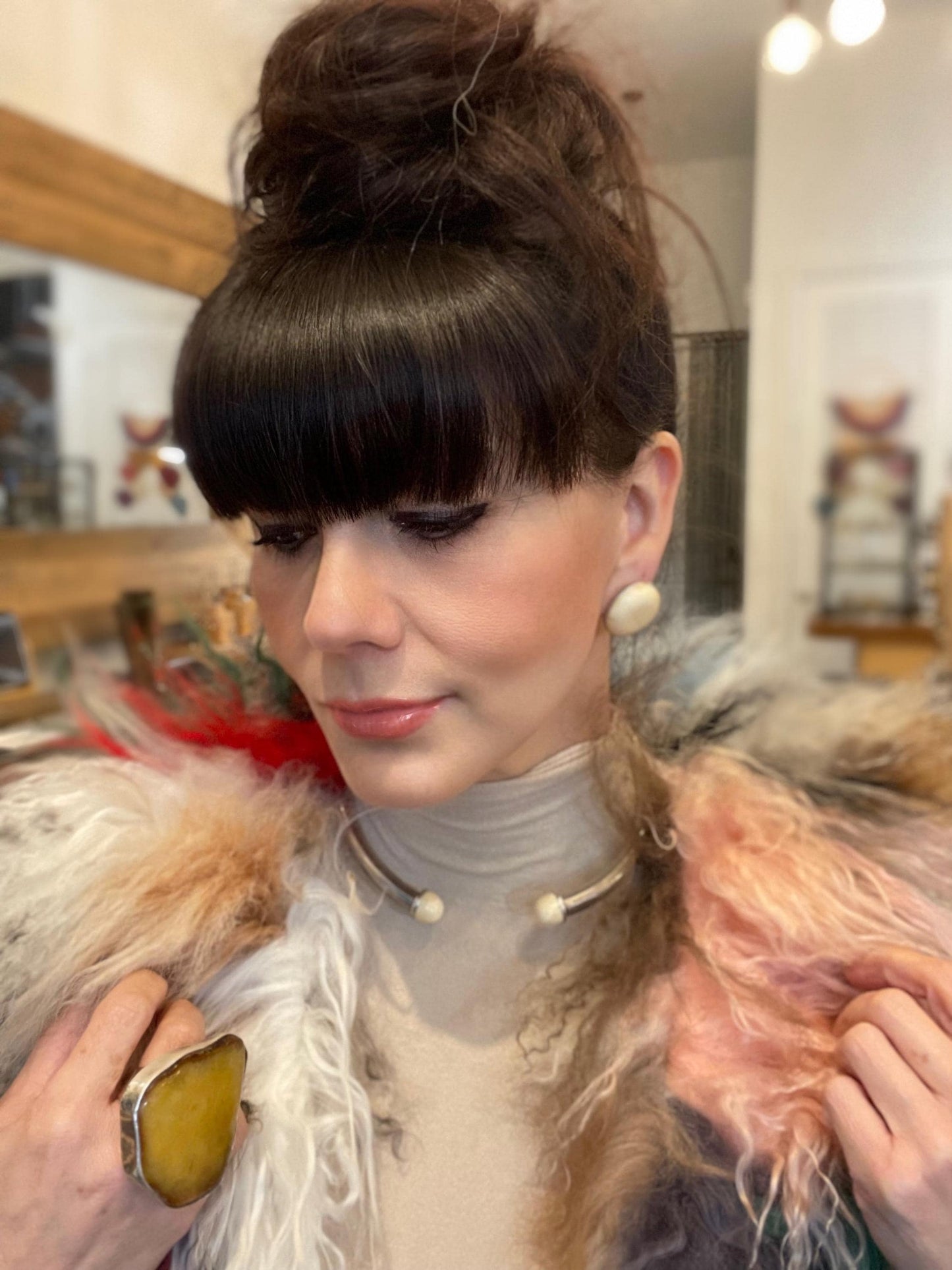 sterling silver vintage choker modernist necklace cuff and earrings set