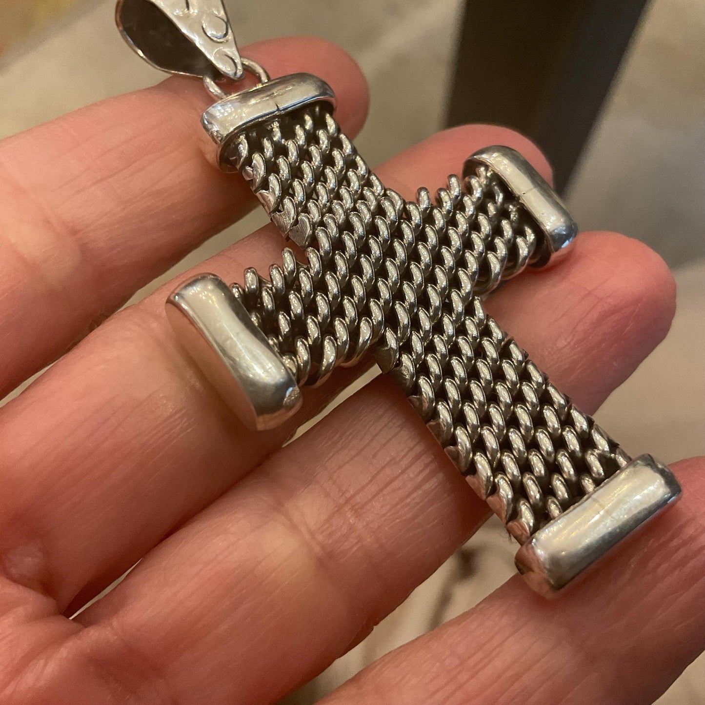 sterling silver unisex cross Pendant handmade