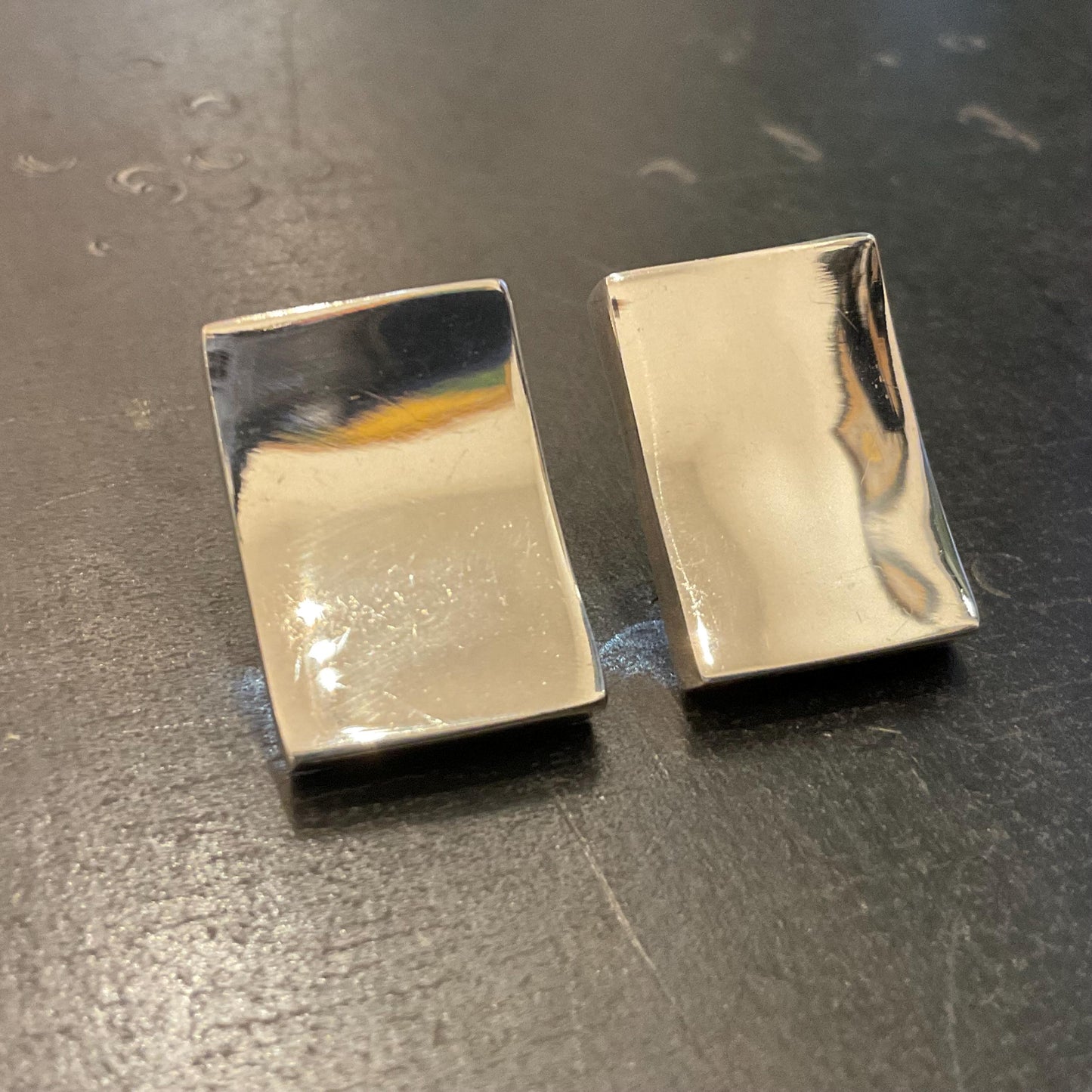 sterling silver polished modern  stud rectangle 3D earrings