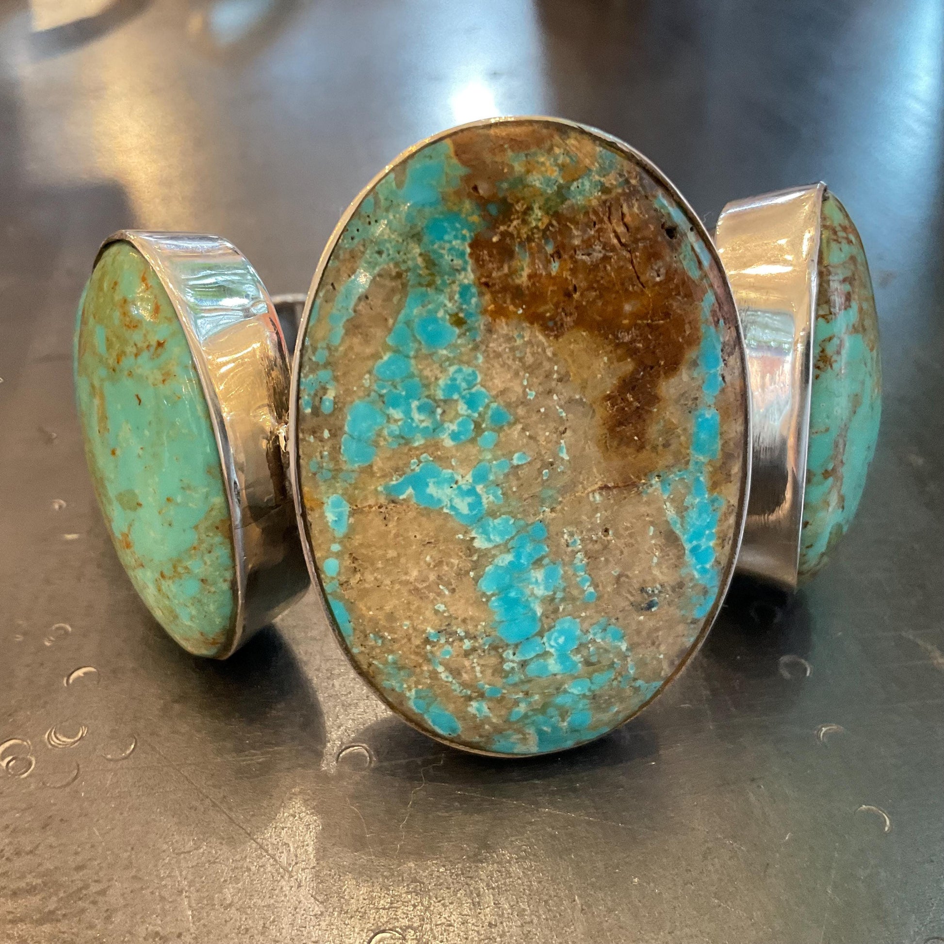 sterling silver natural Turquoise statement  modernist bracelet Colors Of Etnika