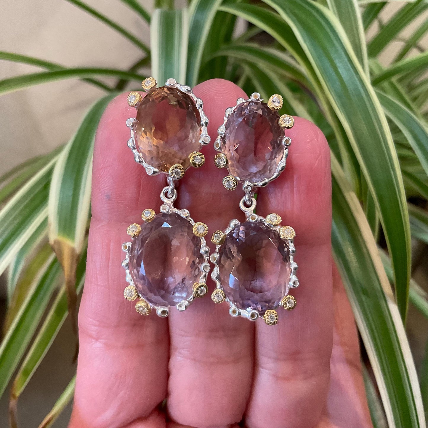 Sterling silver Ametrine artisan dangle heirloom earrings Colors Of Etnika
