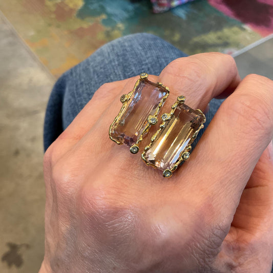sterling silver statement Natural Ametrine open cuff ring 8
